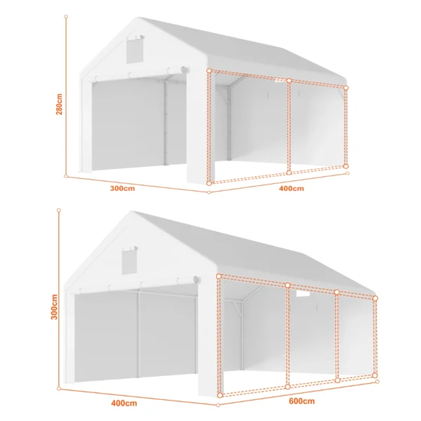 Cort garaj – structură premium 38 mm + prelată 280 g/m²