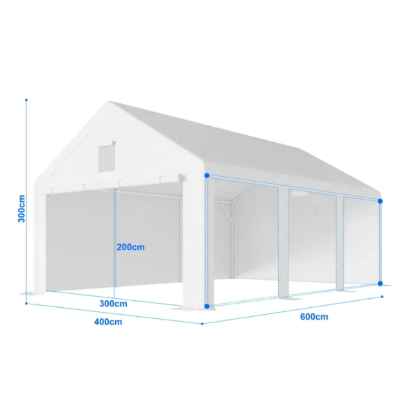 Cort garaj – structură premium 38 mm + prelată 280 g/m²