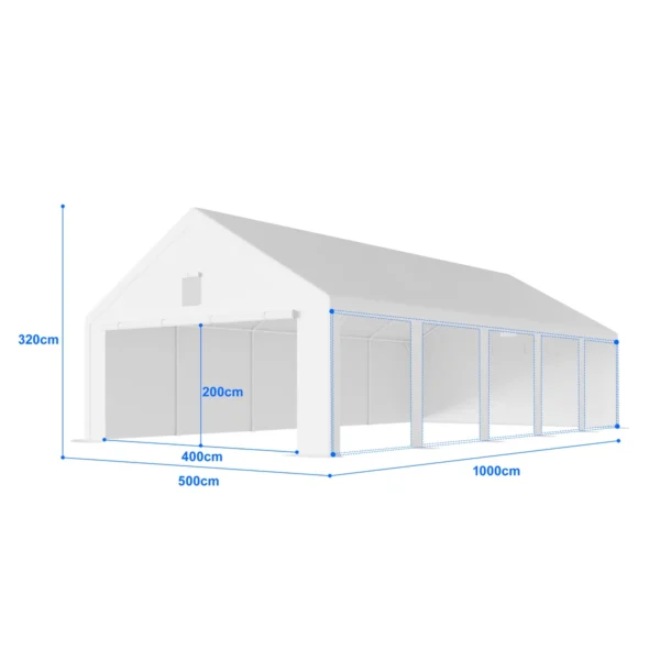 Cort garaj – structură premium 38 mm + prelată 280 g/m²
