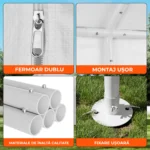 Cort garaj – structură 38 mm + prelată PE 280 g/m²