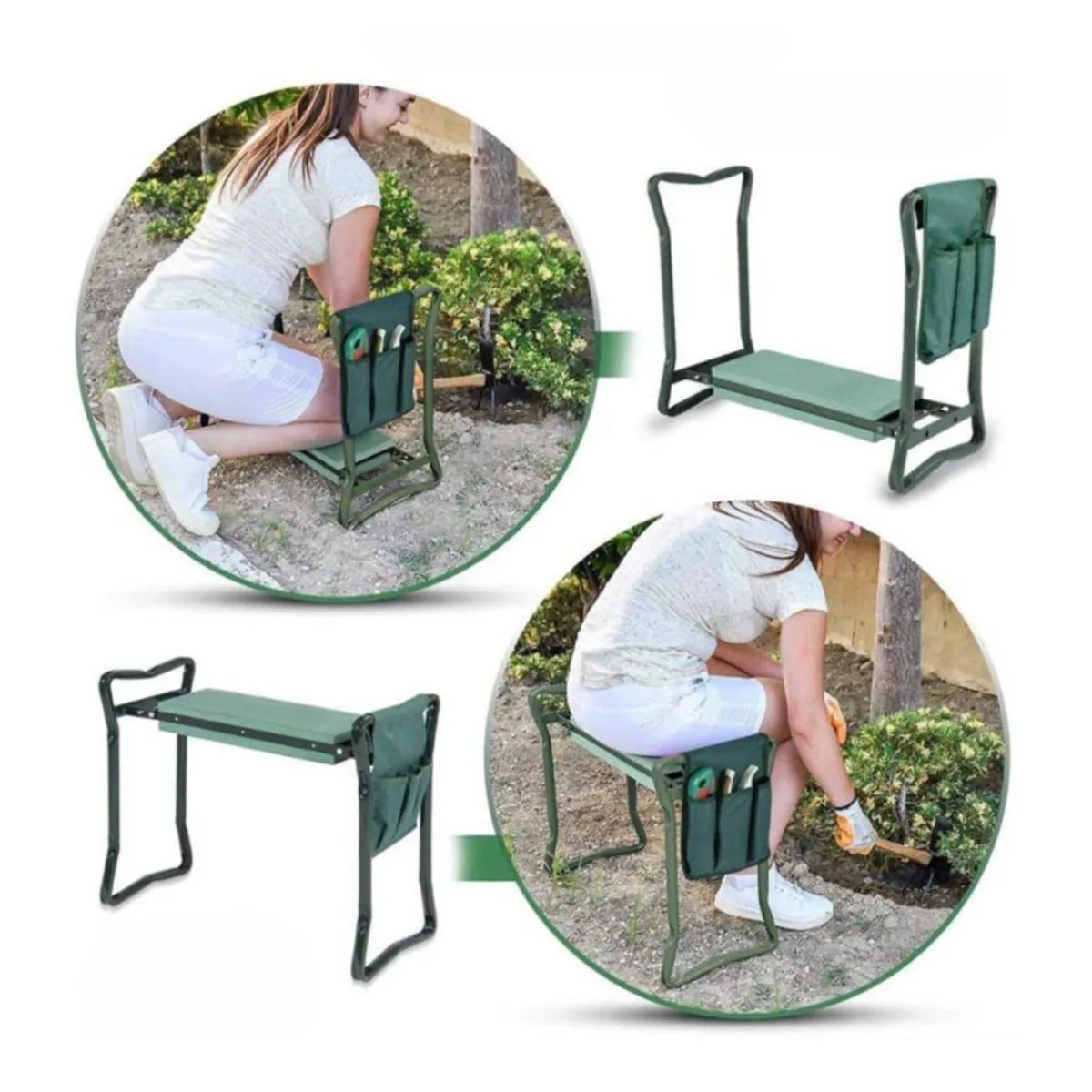 Scaun de grădină – genunchier 3 în 1 cu organizer