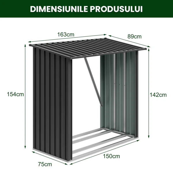 adapost-metalic-pentru-lemne-de-foc-premium-3 Adăpost metalic pentru lemne de foc Premium 89 × 163 × 154 cm (1,5 m²)