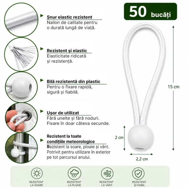 Elastice de fixare cu bilă – 50 buc.
