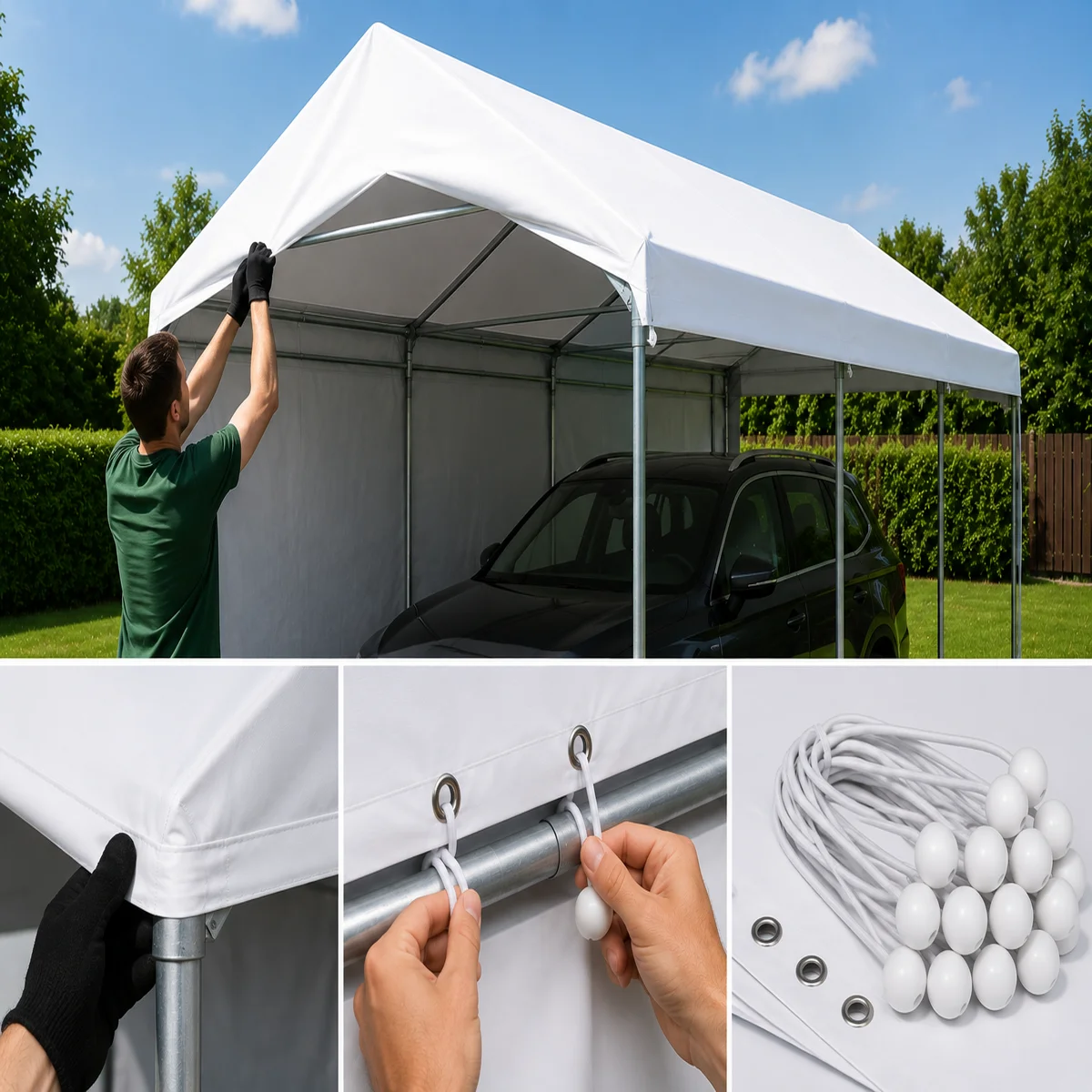 Prelată de acoperiș de schimb pentru cort de garaj premium 3×4 m | 280 g/m² PE